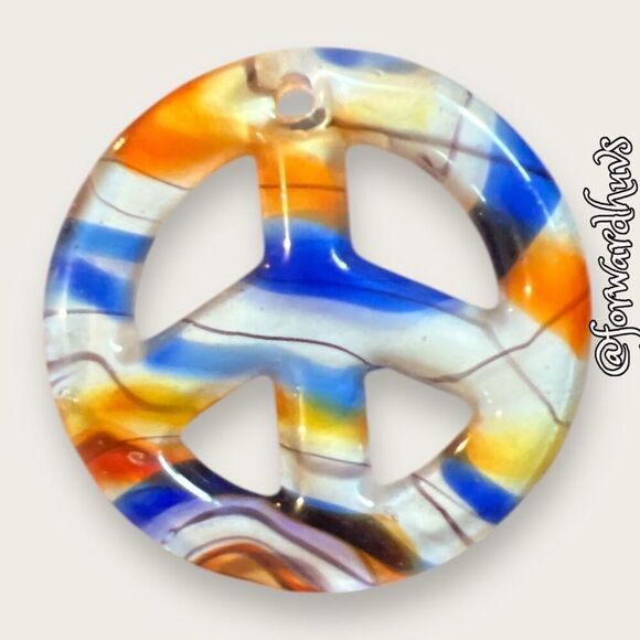 Bundle Sale 3 for $15 | Vibrant Colorful Glass Peace Pendant - Picture 6 of 10